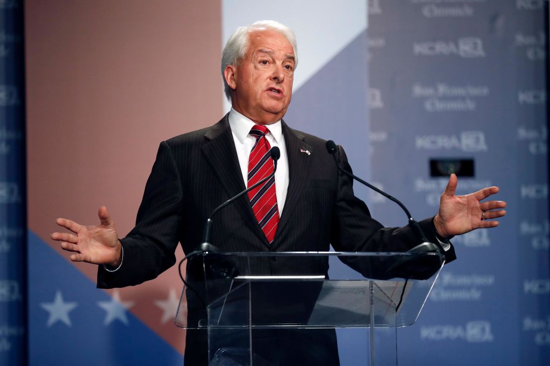 Republican John Cox speaks during a debate between candidates for the upcoming California recall election, held by KCRA 3 and the San Francisco Chronicle in Sacramento, Calif., on Wednesday, Aug. 25, 2021. 