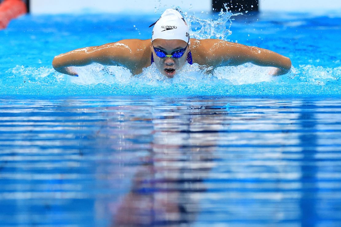 Shepherd competes in the 200m individual medley at the Tokyo Paralympics. 