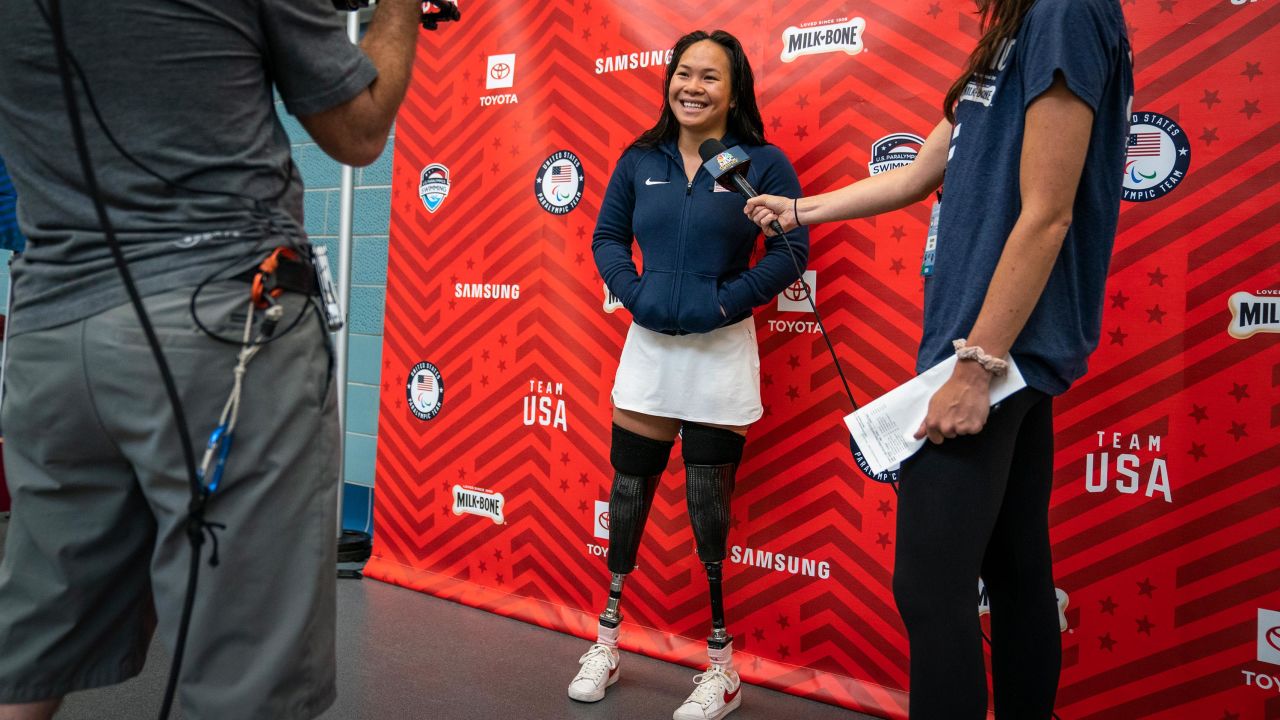 Shepherd is interviewed at the US Paralympic trials earlier this year.