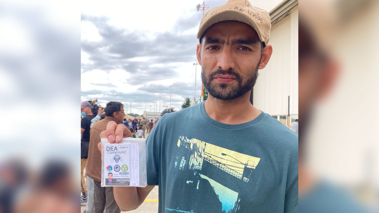 Mohammad Nirwaz Maiwand, 32, displays his US DEA ID, part of his documentation for a Special Immigrant Visa to the US.