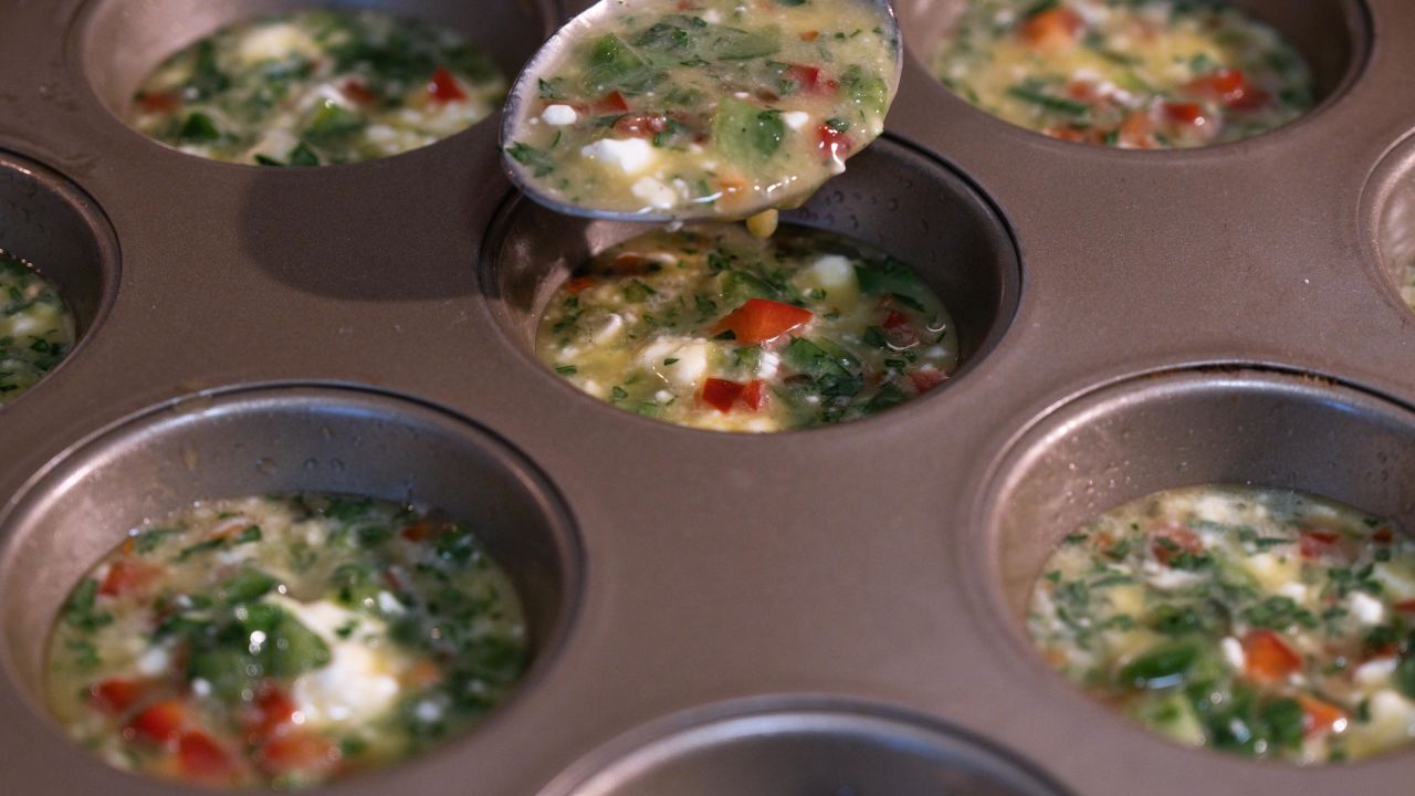 Fill the muffin cup about two-thirds of the way up.