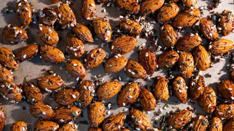 Be sure to spread the almonds evenly.