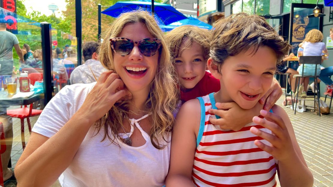 Rebecca Soffer and her sons in Niagara Falls.