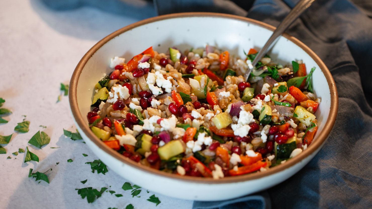 This vibrant grain salad is a satisfying lunch that will keep you energized all afternoon long.