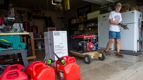 Mike Jackson of Morgan City, Louisiana, got extra gas tanks, multiple generators and a portable air conditioner as he and his family prepared to ride out Hurricane Ida on August 28.