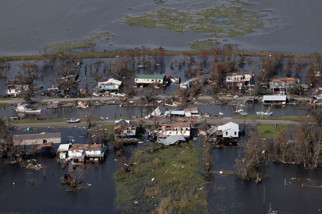 Hurricane Ida left behind widespread destruction and flooding, as seen here in Point-Aux-Chenes, Louisiana. 