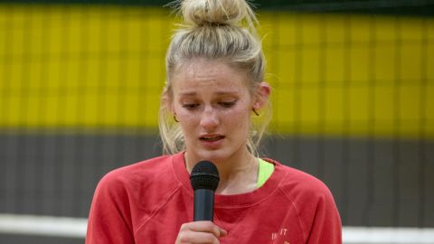 Adrian High School senior Elizabeth Nielson speaks during the public comments section of an Adrian School Board meeting.