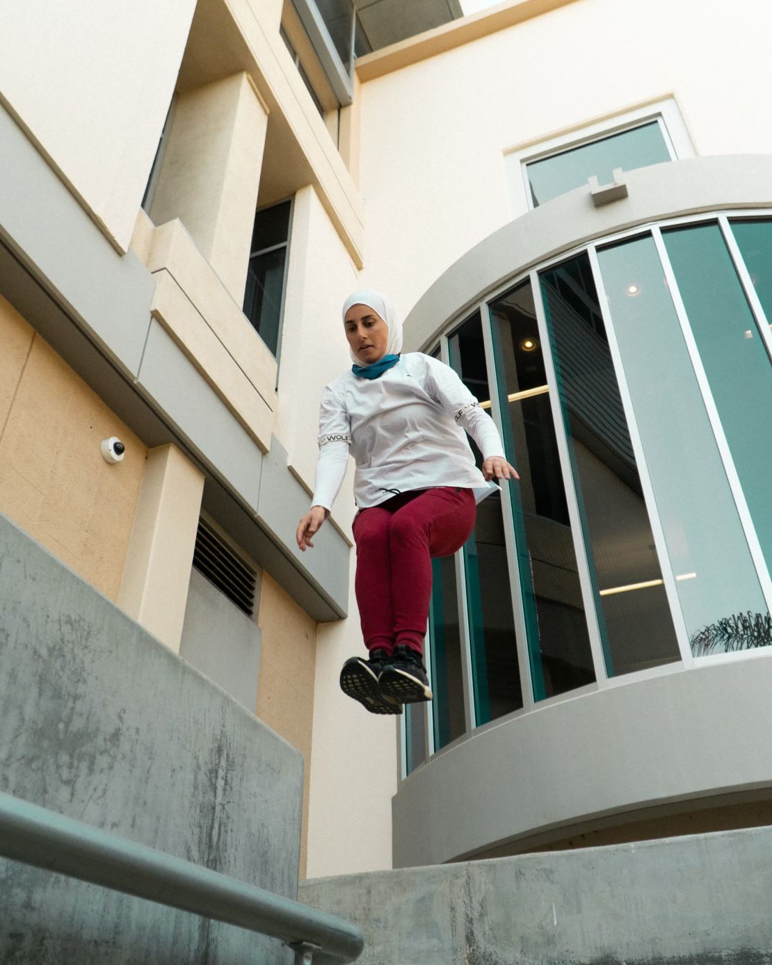 Having grown up playing sports, Los Angeles native Sara Mudallal began practicing parkour when she was 20.  