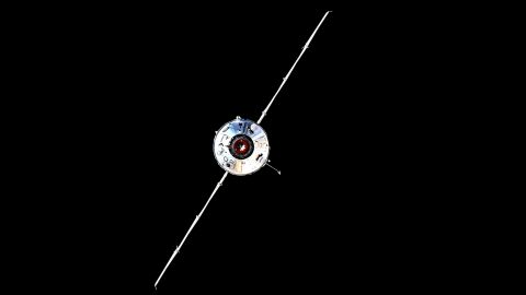The Nauka module is seen prior to docking with the International Space Station on July 29 in a photo taken by Russian cosmonaut Oleg Novitsky and provided by Roscosmos.