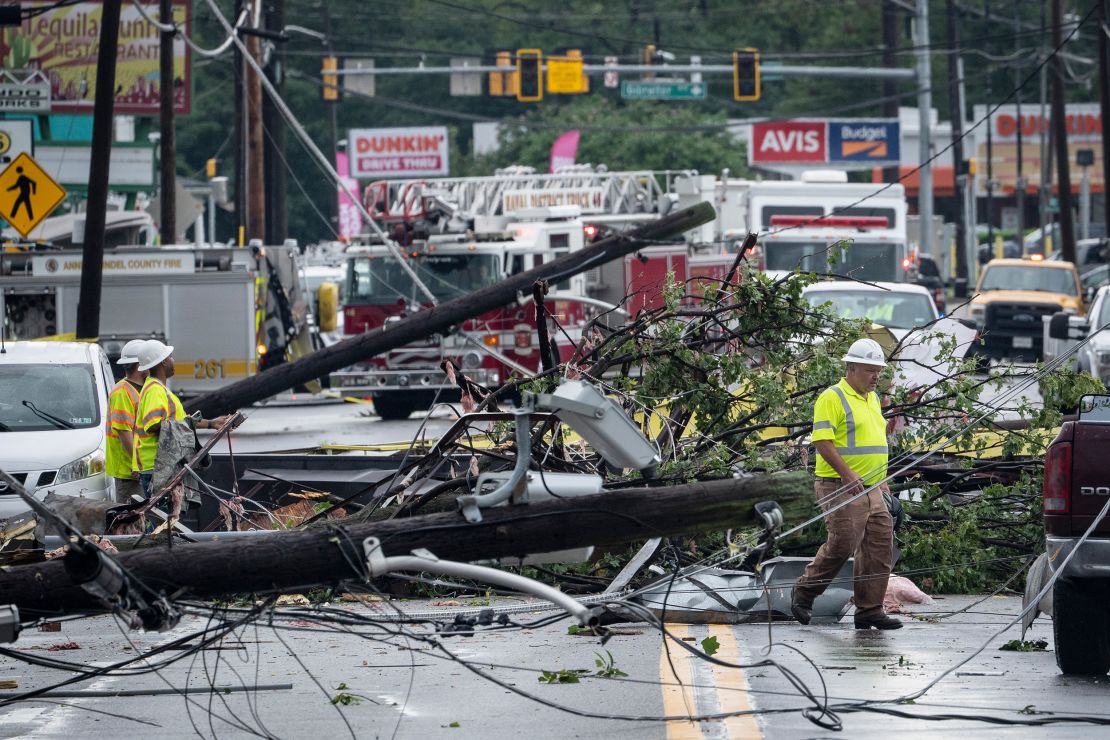 Damage from a tornado in Annapolis, Maryland, on September 1.