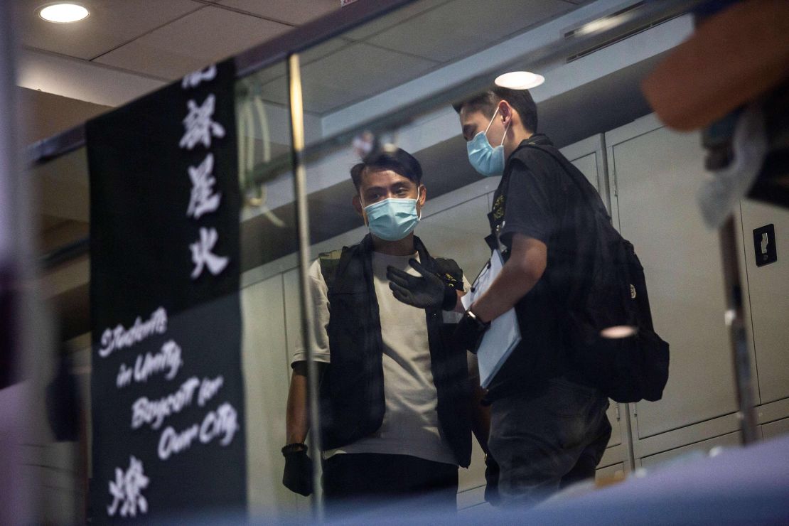 Police from the National Security Division raided the HKU student union building on July 16, 2021.