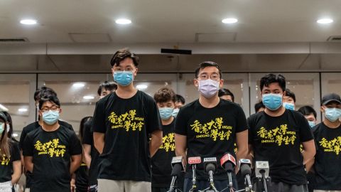 The University of Hong Kong student union executive committee issued a public apology at the university on July 9, 2021.