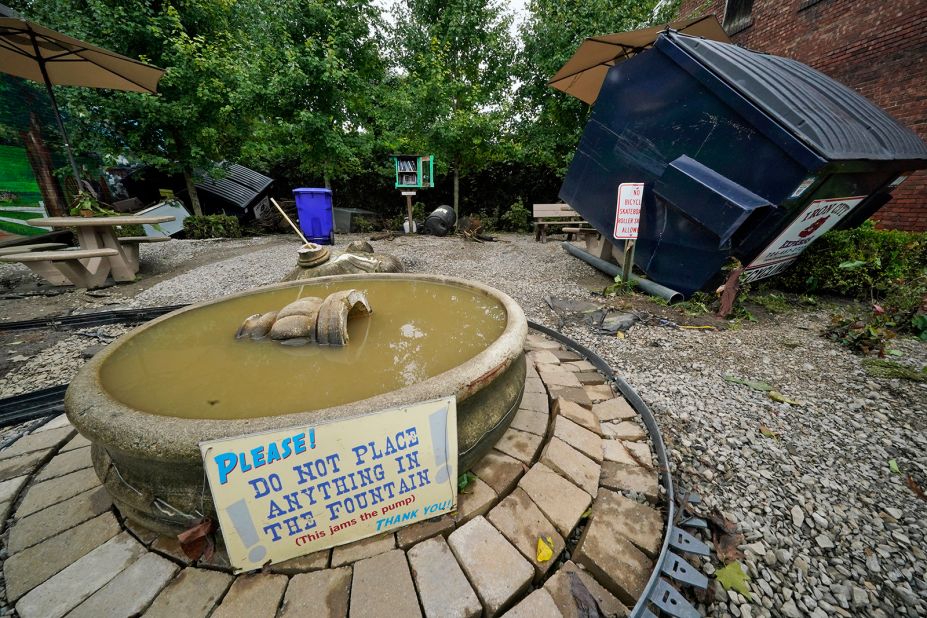 Debris litters a park in Oakdale, Pennsylvania, on September 1.