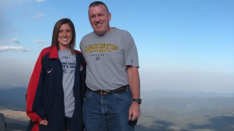 Kelly and her father, John McHugh, visit Mount Evans, Colorado, during Kelly's freshman year of college in 2009.