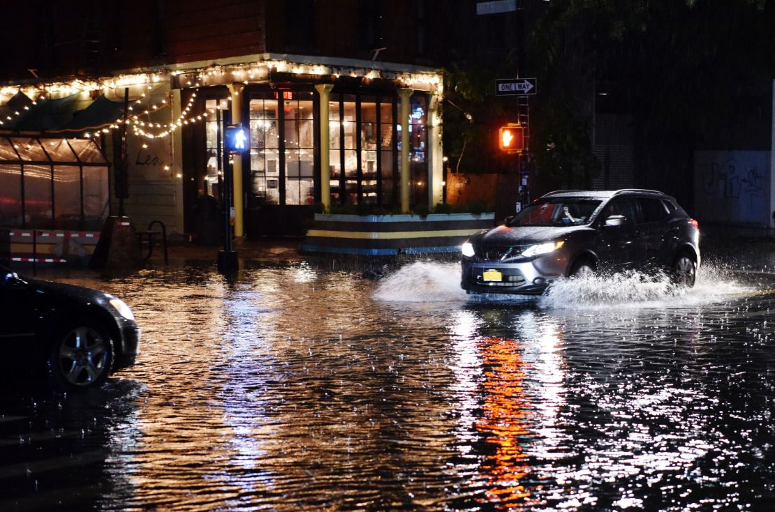 Storm Ida causes flooding in the Ditmas Park neighborhood of Brooklyn, New York City, on Wednesday. 