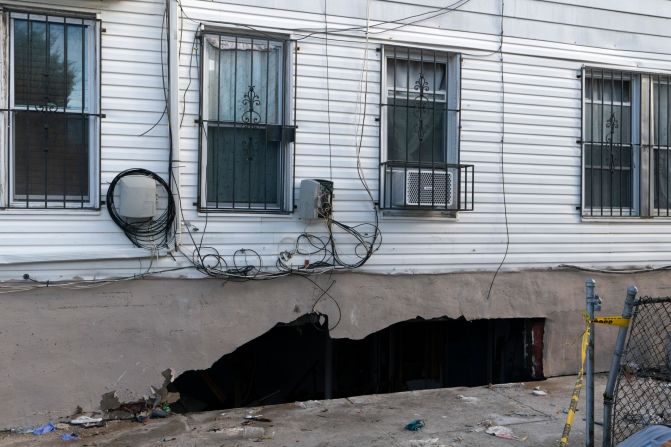 A building in Queens, New York, is damaged on September 2.