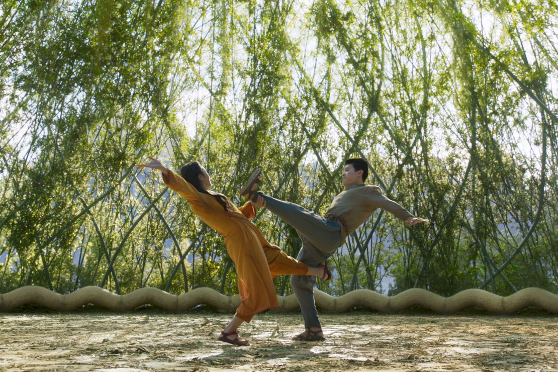 Michelle Yeoh as Ying Nan and Simu Liu as Shang-Chi in one of the fight scenes in "Shang-Chi and the Legend of the Ten Rings."