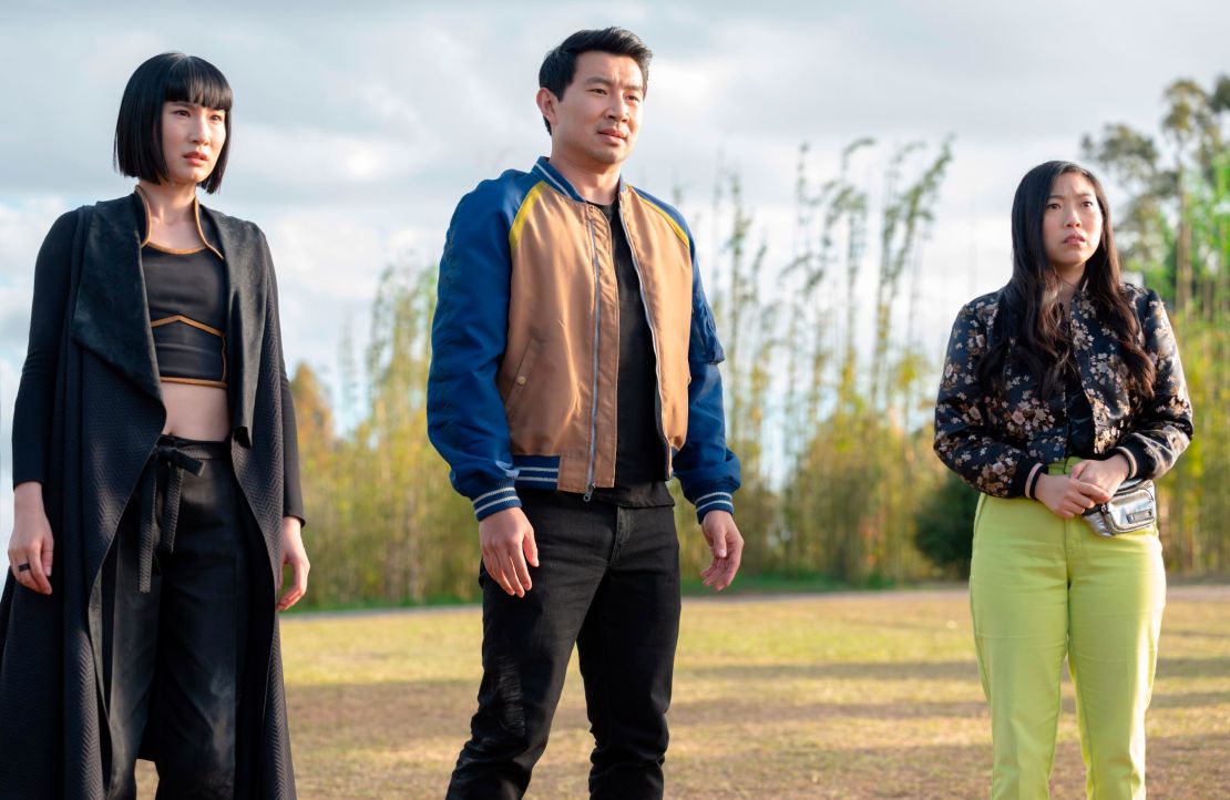 From left: Meng'er Zhang as Xialing, Simu Liu as Shang-Chi and Awkwafina as Katy. "If you lined up all of our actors, they all are drastically different personalities, from very different backgrounds," says the director.