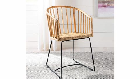 Safavieh Home Siena Natural Rattan and Black Barrel Dining Chair