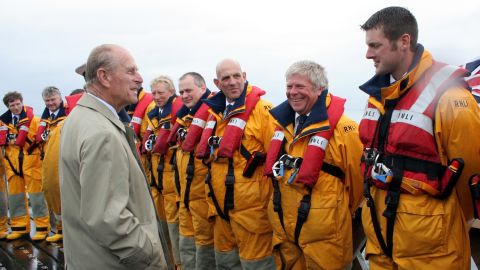 Prince Philip with members of the RNLI in 2008.