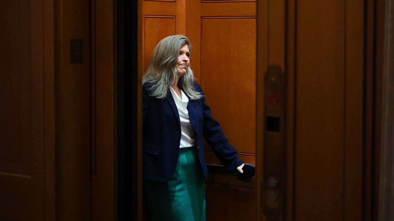 Sen. Joni Ernst, who has been engaged with negotiations over the Violence Against Women Act, is seen in an elevator at the US Capitol in Washington, DC, in August 2021. 