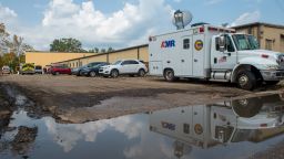 Emergency vehicles respond to evacuate people at a mass shelter on September 2, 2021 in Independence, Louisiana