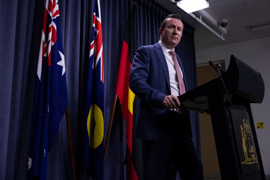 West Australian Premier Mark McGowan speaks to media at Dumas House on June 29 in Perth, Australia.