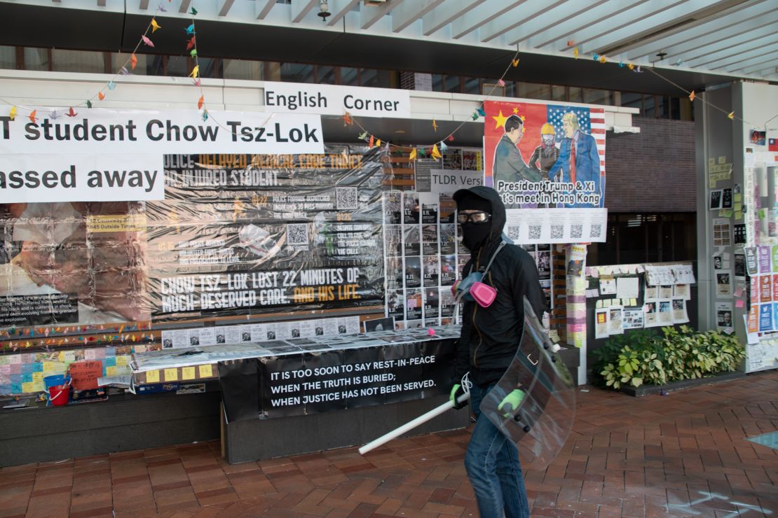 Protesters equipped themselves with weapons during the siege of HKU.