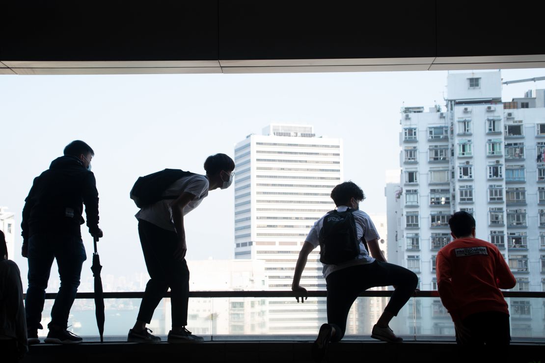 Protesters during the HKU siege.