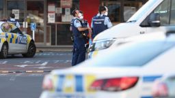 Armed police patrol the area around Countdown LynnMall after a mass stabbing incident on September 03, 2021 in Auckland, New Zealand. A man has been shot dead by police after reportedly stabbing six people at LynnMall supermarket in Auckland. 