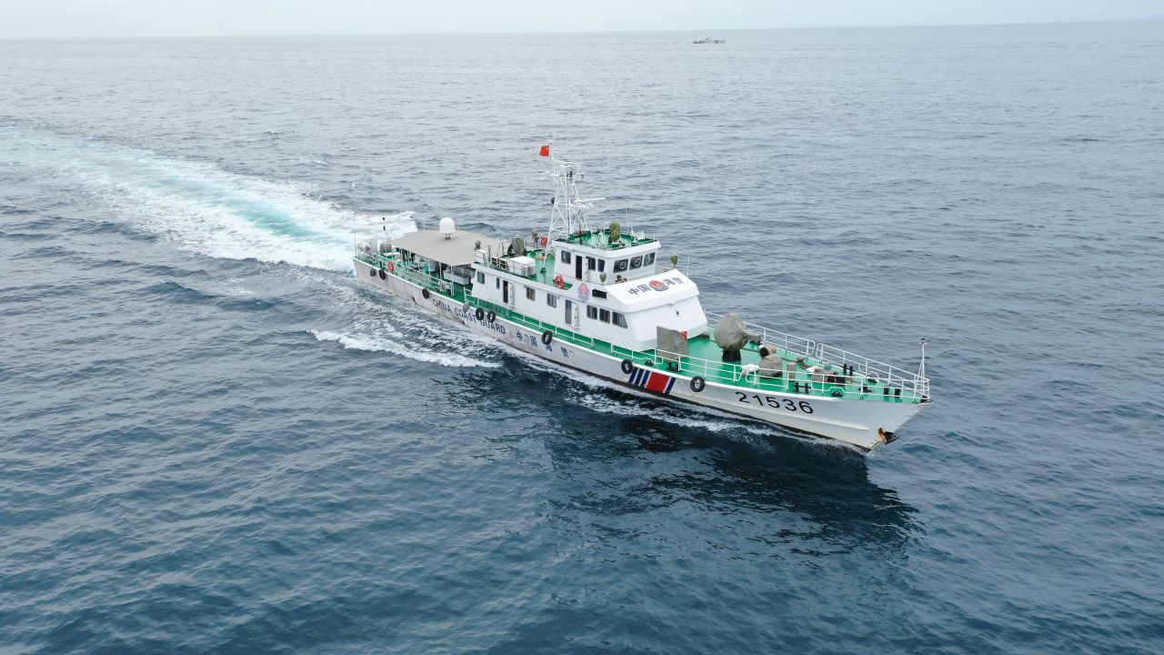 A Chinese Coast Guard taskforce advances at full speed in Zhanjiang, Guangdong Province in China on August 13.