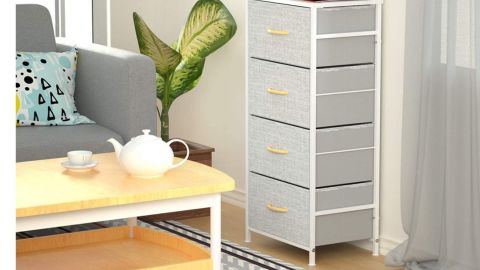 Romoon fabric sideboard with 4 drawers 
