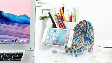Coolbros Elephant Pencil Holder With Phone Holder Desk Organizer