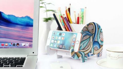 Coolbros Elephant Pencil Holder with Desktop Phone Holder