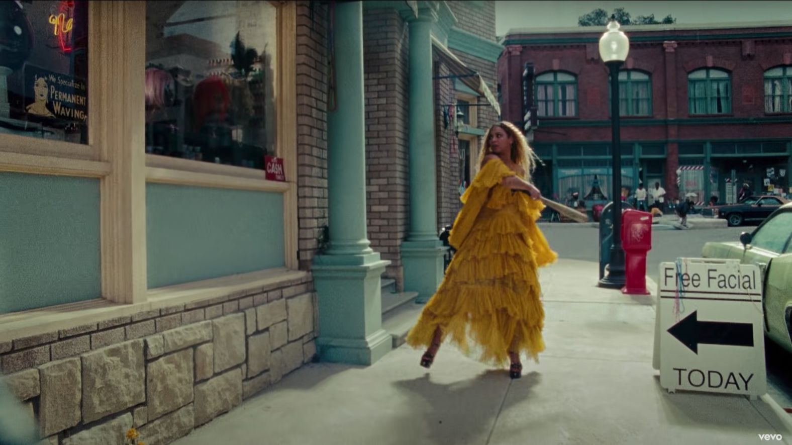 The Roberto Cavalli dress Beyoncé wore in the 2016 music video for "Hold Up" has gone down in sartorial history. The tiered chiffon gown was hot off the 2016 Fall-Winter runway and has since spawned a thousand copycats in its iconic chartreuse color.