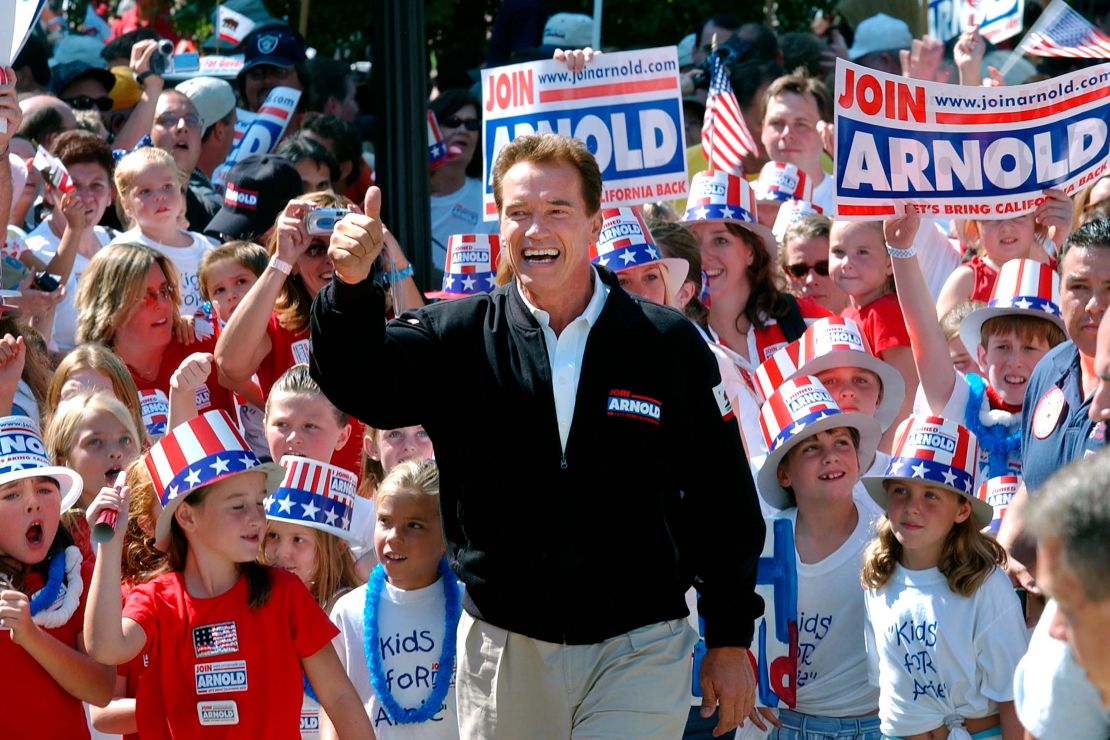 Schwarzenegger campaigns in Sacramento in 2003. 