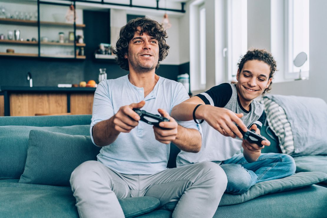 Play video games together at home.