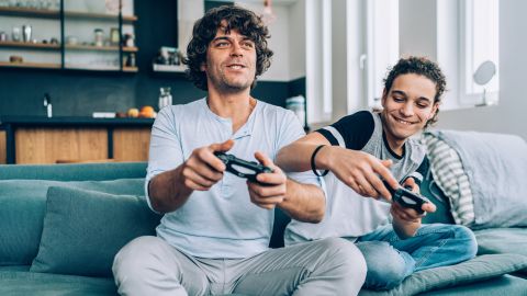 Play video games together at home.