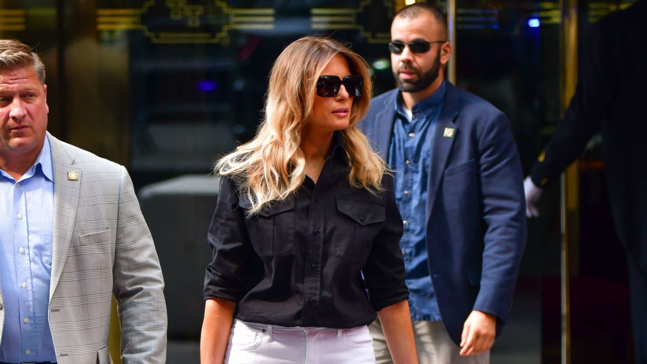 Former first lady Melania Trump leaves Trump Tower in Manhattan on July 7 in New York City. 