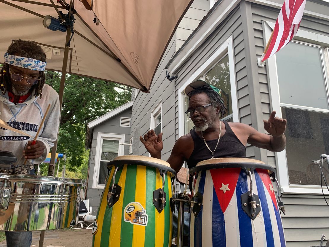 Norberto Gomez Mendez plays the drums that half show support for the Green Bay Packers and the other half for Cuba.