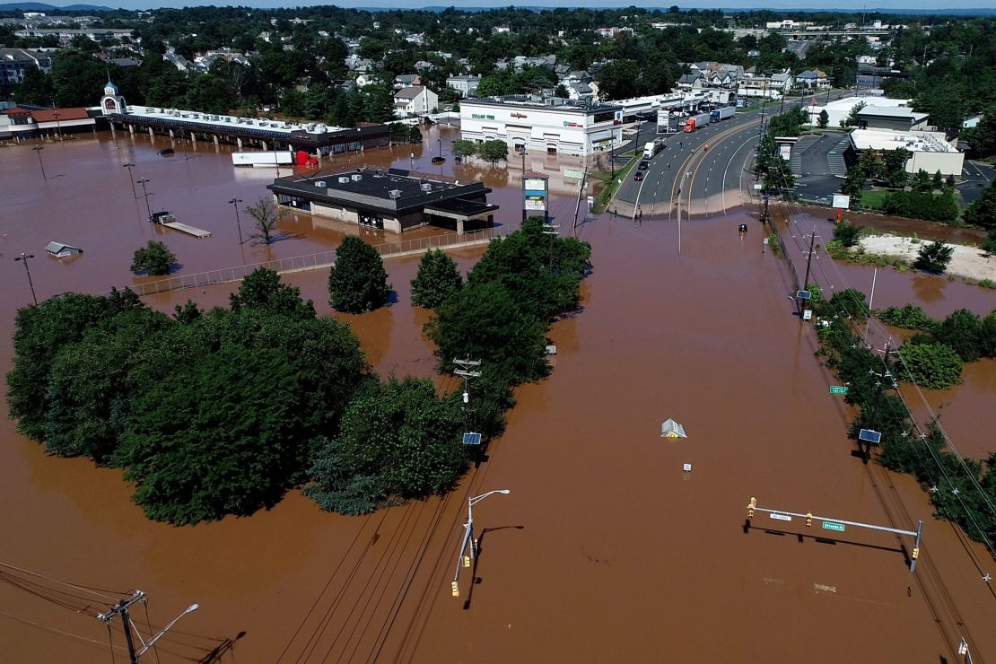 Route 206 and the Raritan Mall are flooded in Raritan, New Jersey, on September 2, 2021.