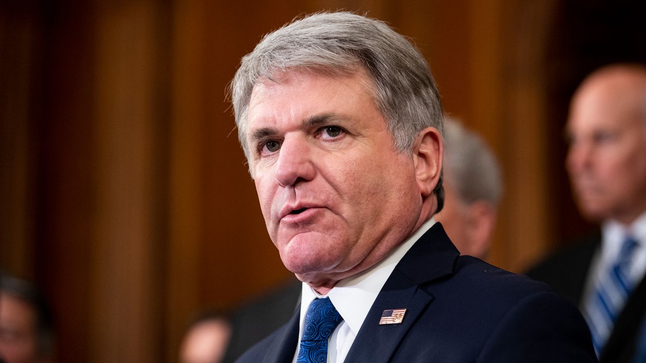 Rep. Michael McCaul, a Texas Republican, speaks during the House Republicans' press conference on the US military withdrawal from Afghanistan on August 31. 