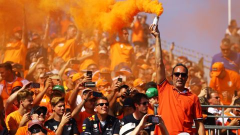Fans show their support for Verstappen in the Netherlands.