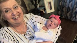 Cheryl Rogers Smith, affectionately known as "Mamaw," holds her great-granddaughter in 2019. Smith died after Hurricane Ida made landfall in Louisiana.
