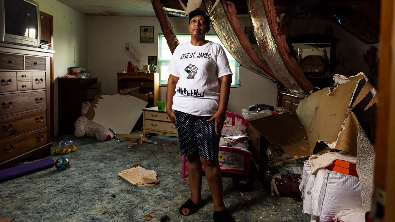 Sharon Lavigne's home was heavily damaged by Hurricane Ida.