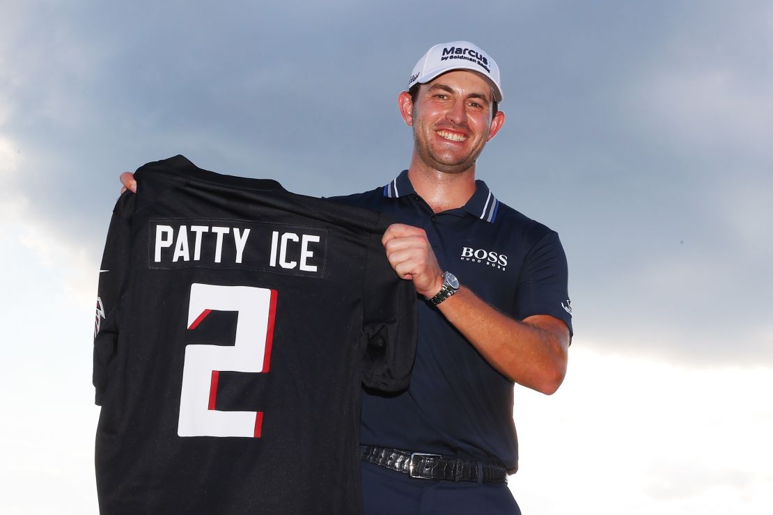 Cantlay received an Atlanta Falcons jersey with his nickname "Patty Ice" on the back. 