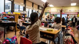 Freeport, N.Y.: First day of school at Bayview Avenue School of Arts and Sciences in Freeport, New York on September 1, 2021. (Photo by Alejandra Villa Loarca/Newsday RM via Getty Images)