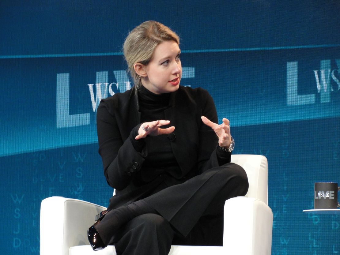 Holmes speaking at a Wall Street Journal technology conference in Laguna Beach, California on October 21, 2015. 