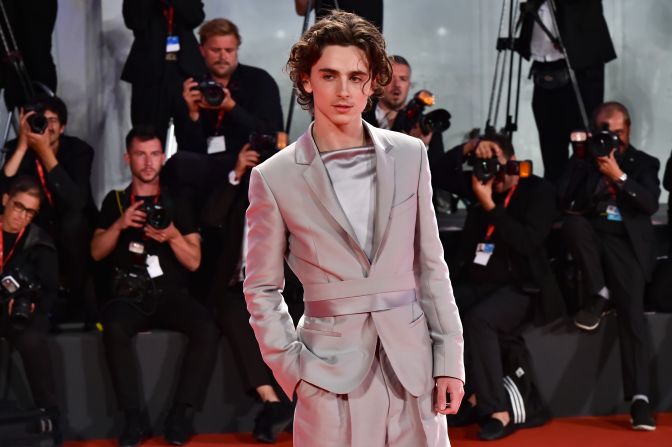 One of Chalamet's best-known outfits, this silver Haider Ackermann suit was one of the most talked about red carpet moments at the 2019 Venice Film Festival.