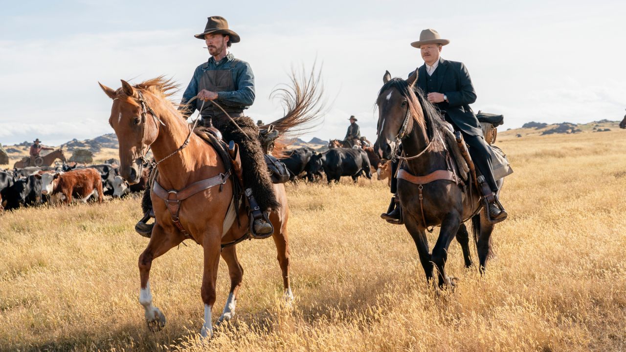 In "The Power of the Dog," Benedict Cumberbatch (left) plays a cowboy whose repressed sexuality informs his prickly personality. 